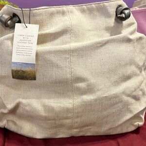 Linen Canvas Home Accent with Leather Trim Eileen fisher linen canvas bag